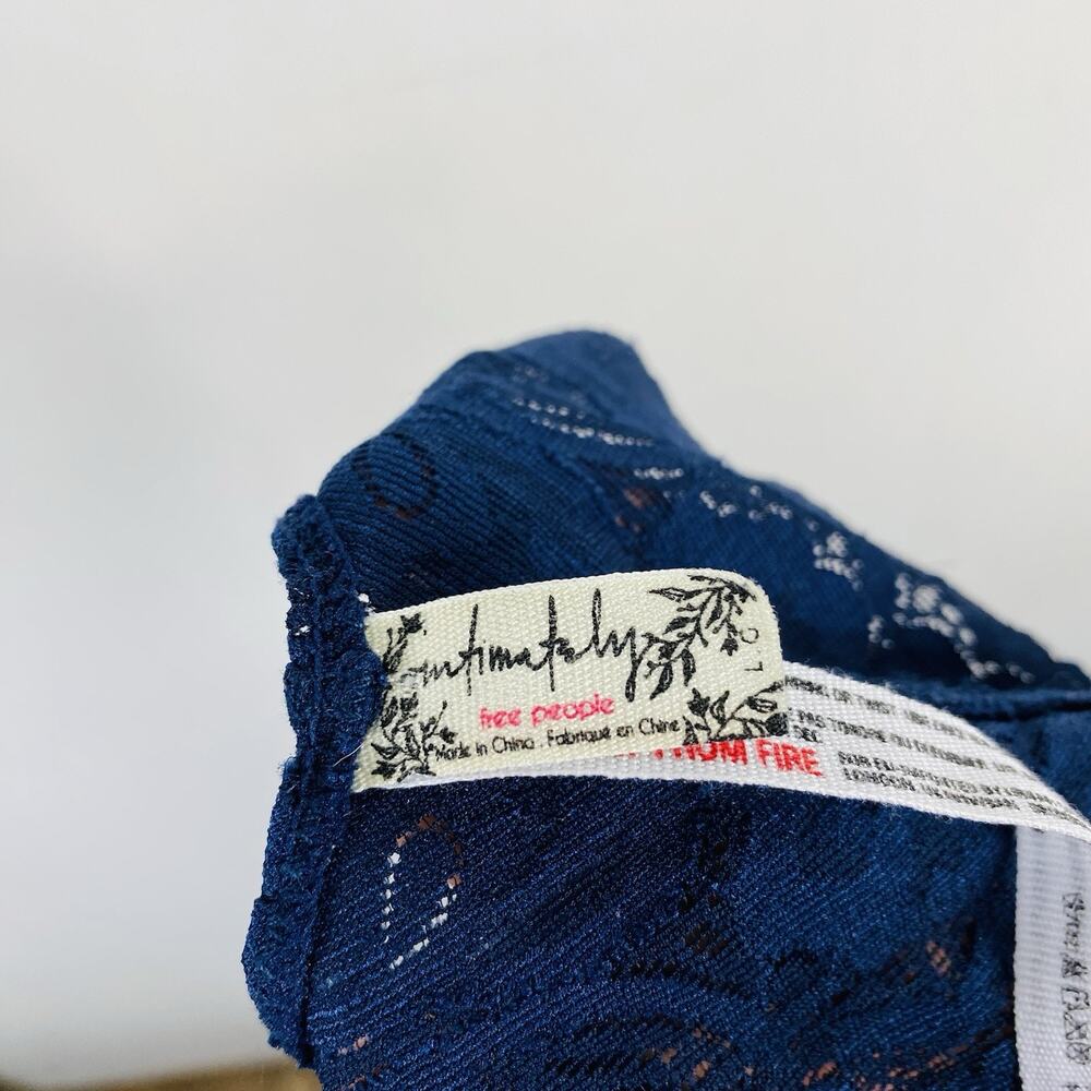 Free People Intimately Bralette Large Navy Blue Galloon Lace Bra - Picture 5 of 6
